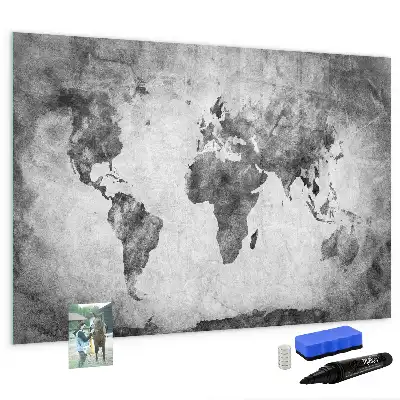 Weltkarte als beschreibbare Magnettafel