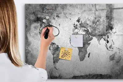 Weltkarte als beschreibbare Magnettafel