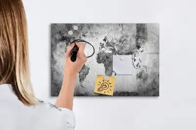 Weltkarte als beschreibbare Magnettafel