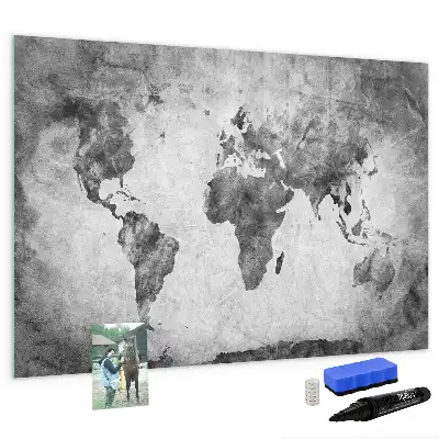 Weltkarte als beschreibbare Magnettafel