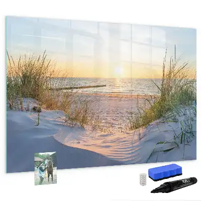 Beschreibbare Magnettafel mit Motiv Sonnenuntergang am Strand