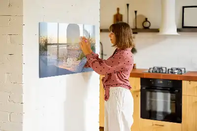 Beschreibbare Magnettafel mit Motiv Sonnenuntergang am Strand