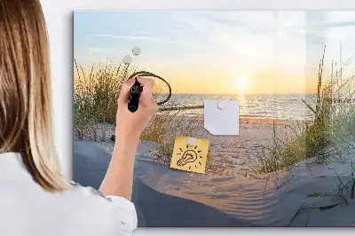 Beschreibbare Magnettafel mit Motiv Sonnenuntergang am Strand