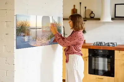 Beschreibbare Magnettafel mit Motiv Sonnenuntergang am Strand