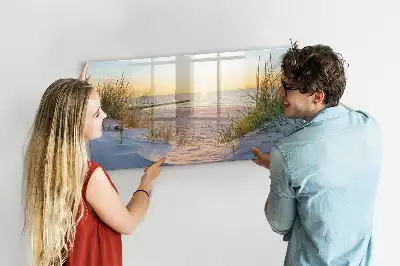 Beschreibbare Magnettafel mit Motiv Sonnenuntergang am Strand