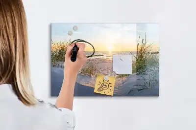 Beschreibbare Magnettafel mit Motiv Sonnenuntergang am Strand
