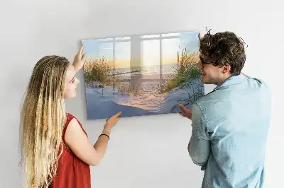 Beschreibbare Magnettafel mit Motiv Sonnenuntergang am Strand