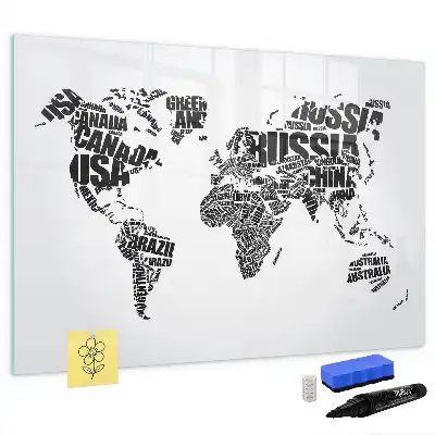 Schreib-Magnettafel in Form einer Weltkarte
