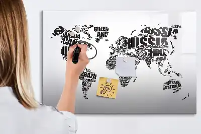 Schreib-Magnettafel in Form einer Weltkarte