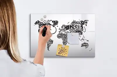 Schreib-Magnettafel in Form einer Weltkarte