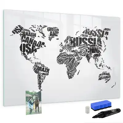 Schreib-Magnettafel in Form einer Weltkarte