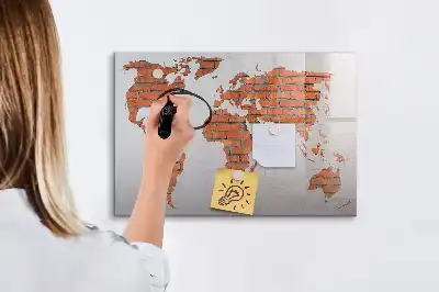 Beschreibbare Weltkarte auf Ziegeln
