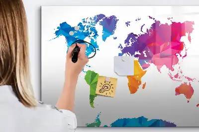 Beschreibbare Magnettafel mit Motiv einer abstrakten Weltkarte