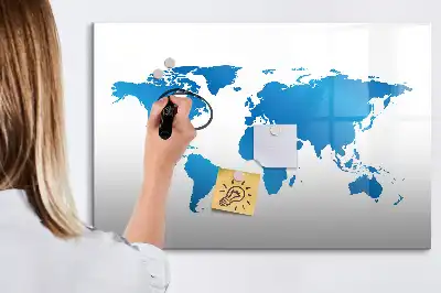 Weltkarte als beschreibbare Magnettafel