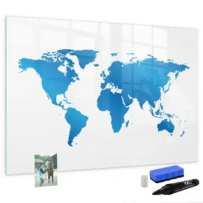 Weltkarte als beschreibbare Magnettafel