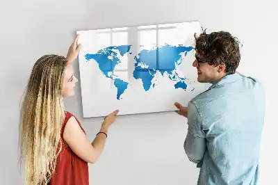 Weltkarte als beschreibbare Magnettafel