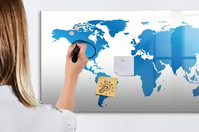 Weltkarte als beschreibbare Magnettafel