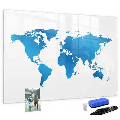Weltkarte als beschreibbare Magnettafel