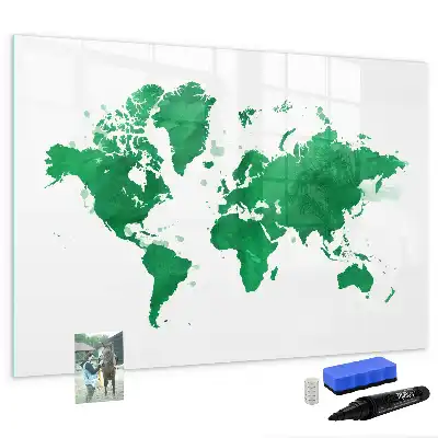 Magnettafel beschreibbare Weltkarte in Grün