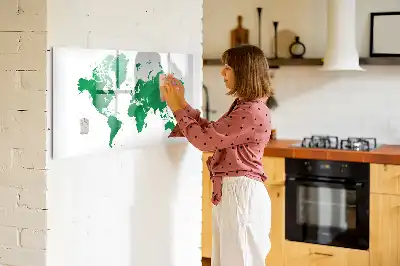 Magnettafel beschreibbare Weltkarte in Grün