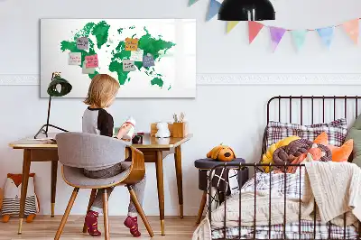 Magnettafel beschreibbare Weltkarte in Grün