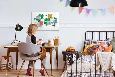 Magnettafel beschreibbare Weltkarte in Grün