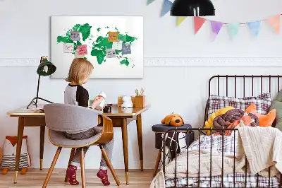 Magnettafel beschreibbare Weltkarte in Grün