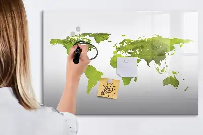 Schreib-Magnettafel mit Aquarell-Weltkarte