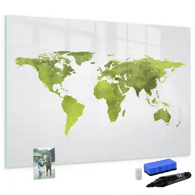 Schreib-Magnettafel mit Aquarell-Weltkarte