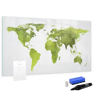 Schreib-Magnettafel mit Aquarell-Weltkarte
