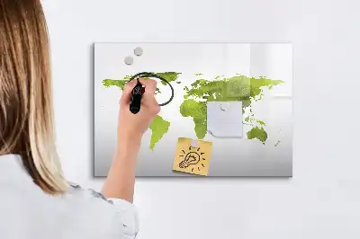 Schreib-Magnettafel mit Aquarell-Weltkarte