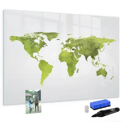 Schreib-Magnettafel mit Aquarell-Weltkarte