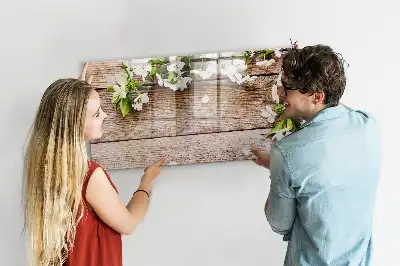 Schreib-Magnettafel mit Motiv Blumen auf Holz