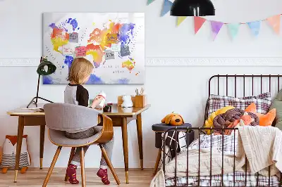 Schreib-Magnettafel mit Aquarell-Weltkarten-Motiv