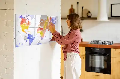 Schreib-Magnettafel mit Aquarell-Weltkarten-Motiv
