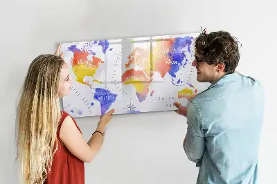 Schreib-Magnettafel mit Aquarell-Weltkarten-Motiv