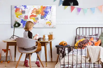 Schreib-Magnettafel mit Aquarell-Weltkarten-Motiv