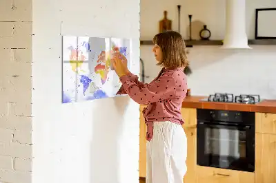 Schreib-Magnettafel mit Aquarell-Weltkarten-Motiv