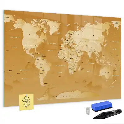 Schreibbare Magnettafel mit Weltkartenmotiv
