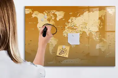 Schreibbare Magnettafel mit Weltkartenmotiv