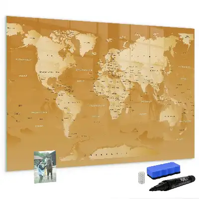 Schreibbare Magnettafel mit Weltkartenmotiv