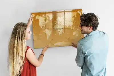 Schreibbare Magnettafel mit Weltkartenmotiv
