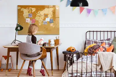 Schreibbare Magnettafel mit Weltkartenmotiv