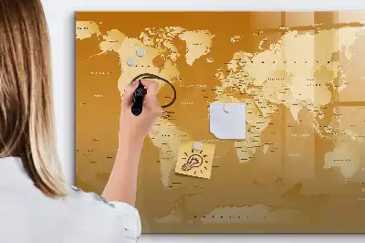 Schreibbare Magnettafel mit Weltkartenmotiv