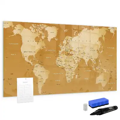 Schreibbare Magnettafel mit Weltkartenmotiv