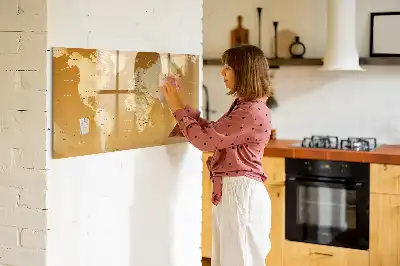 Schreibbare Magnettafel mit Weltkartenmotiv