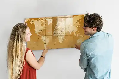 Schreibbare Magnettafel mit Weltkartenmotiv