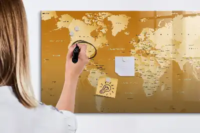 Schreibbare Magnettafel mit Weltkartenmotiv