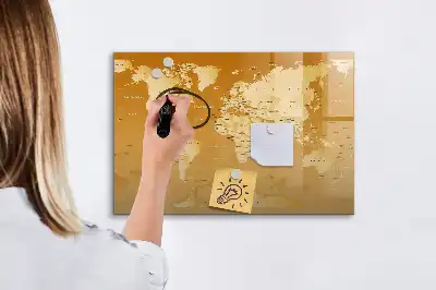 Schreibbare Magnettafel mit Weltkartenmotiv