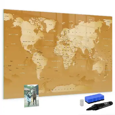 Schreibbare Magnettafel mit Weltkartenmotiv